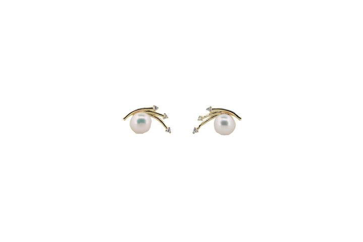 92.5 Sterling Silver Shooting Stars Pearl Stud  Earrings 15606