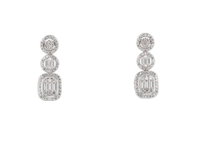 92.5 Sterling Silver Geometric Drop  Earrings 15700