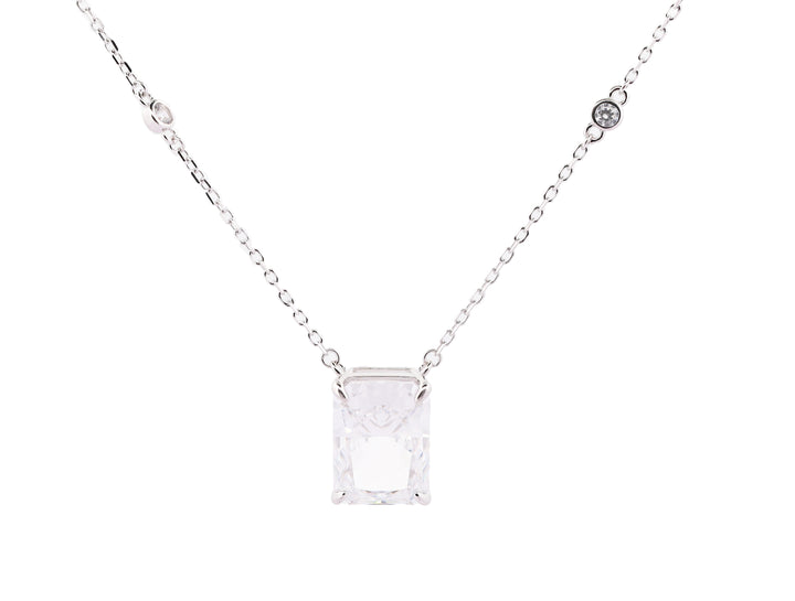 92.5 Sterling Silver Rectangular Solitaire  Chain Pendant 10491