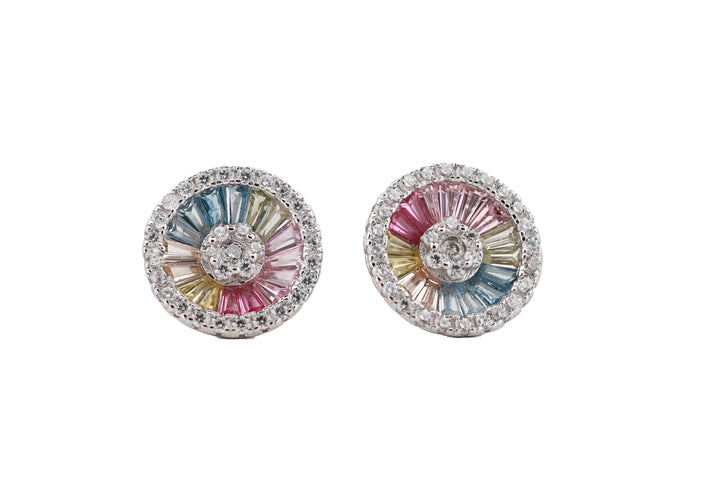 92.5 Sterling Silver Round Stud Earrings 15765