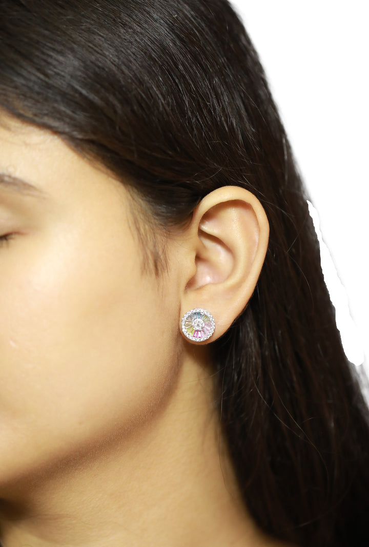 92.5 Sterling Silver Round Stud Earrings 15765
