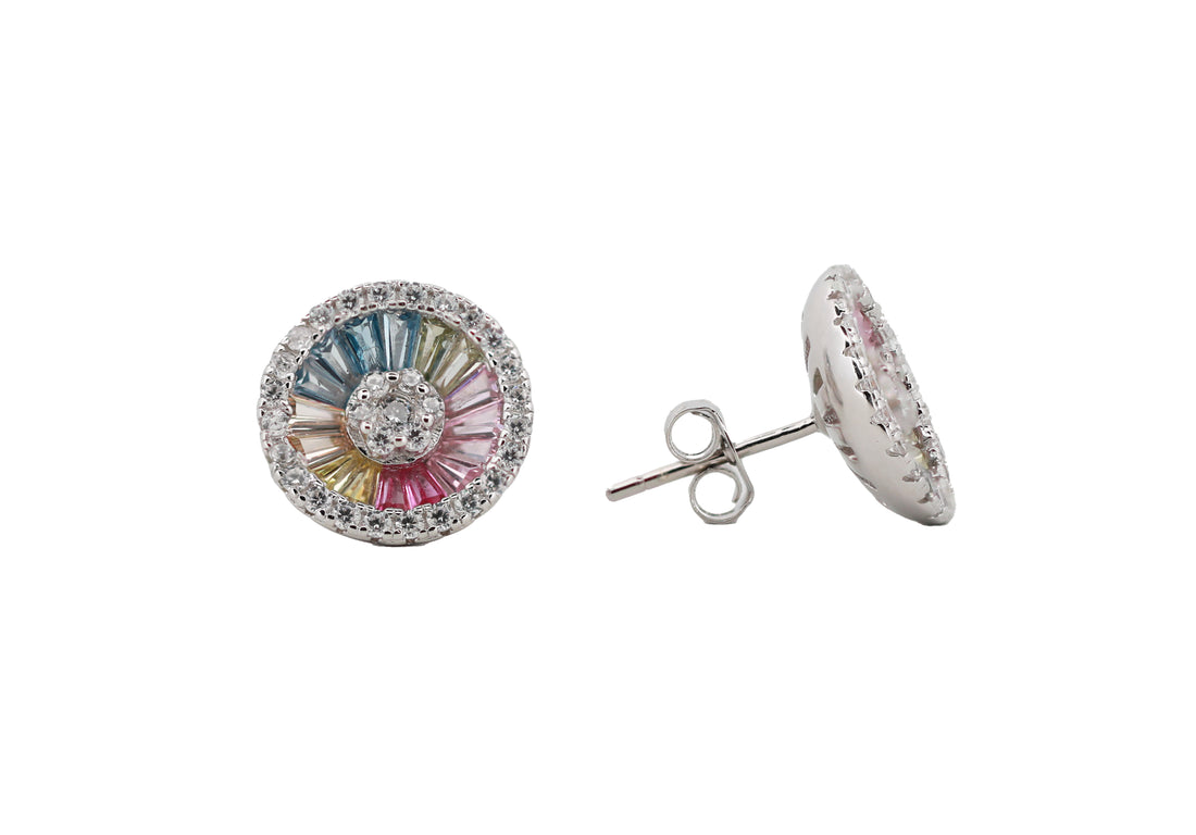 92.5 Sterling Silver Round Stud Earrings 15765