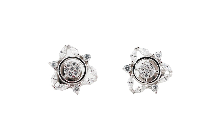 92.5 Sterling Silver Floral Stud  Earrings 15812