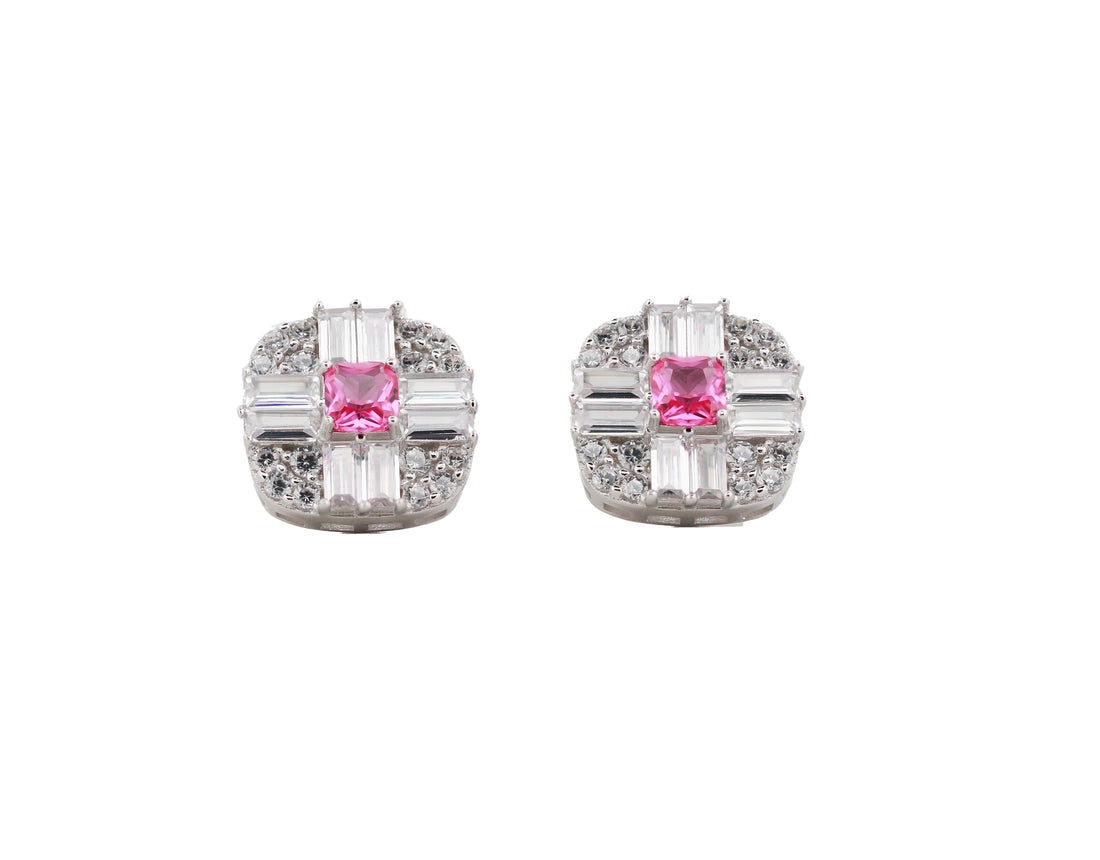 92.5 Sterling Silver Gemstone Stud  Earrings 15932