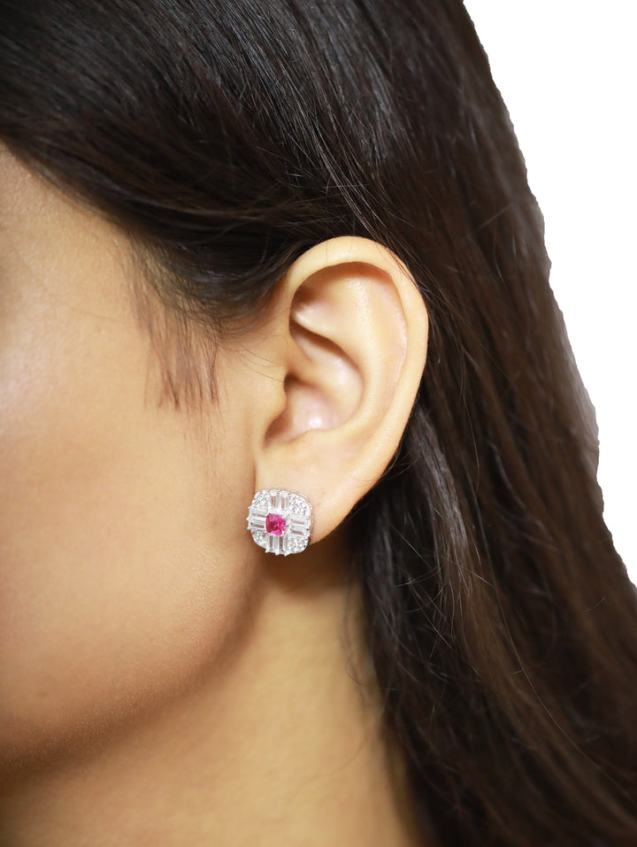 92.5 Sterling Silver Gemstone Stud  Earrings 15932
