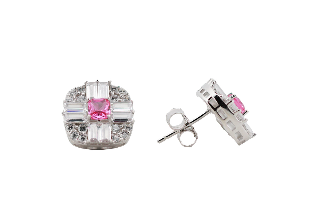 92.5 Sterling Silver Gemstone Stud  Earrings 15932