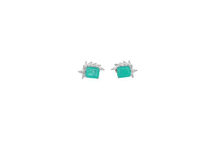 92.5 Sterling Silver Gemstone Floral Stud  Earrings 15707
