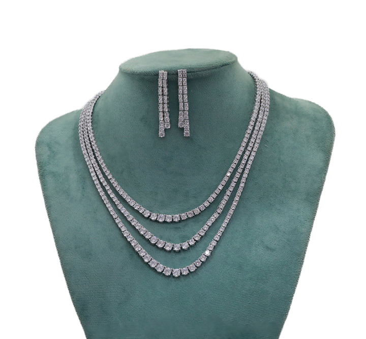 Zircon Triple Layer Sparkle Necklace Set 6555