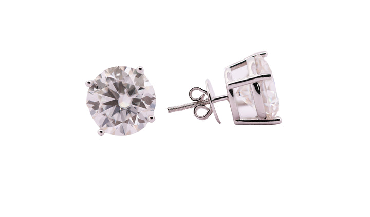 92.5 Sterling Silver Round Solitaire Stud with Moissanite Earrings 6630