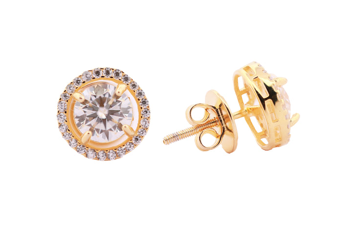 92.5 Sterling Silver with Moissanite Round Halo Stud Earrings 6634