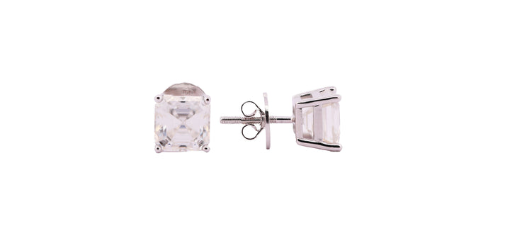 92.5 Sterling Silver with Moissanite Asscher-Cut Solitaire Stud Earrings 6640