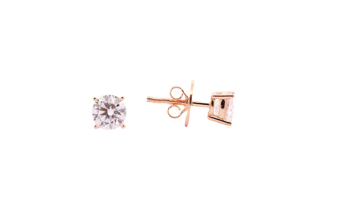 92.5 Sterling Silver with Moissanite Classic Round Solitaire Stud Earrings 6753