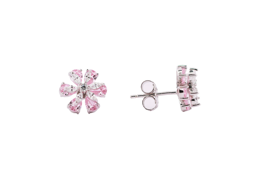 92.5 Sterling Silver Floral Stud Earrings 13249