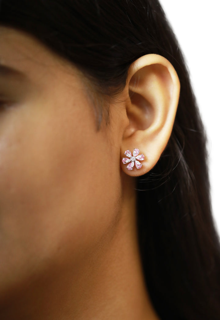 92.5 Sterling Silver Floral Stud Earrings 13249