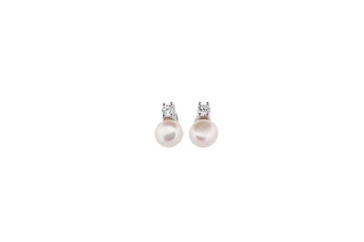 92.5 Sterling Silver Classic Pearl Drop Stud Earrings 15587