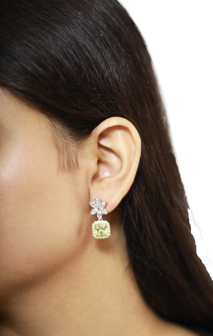 92.5 Sterling Silver Luxurious Floral drop Earrings 15683