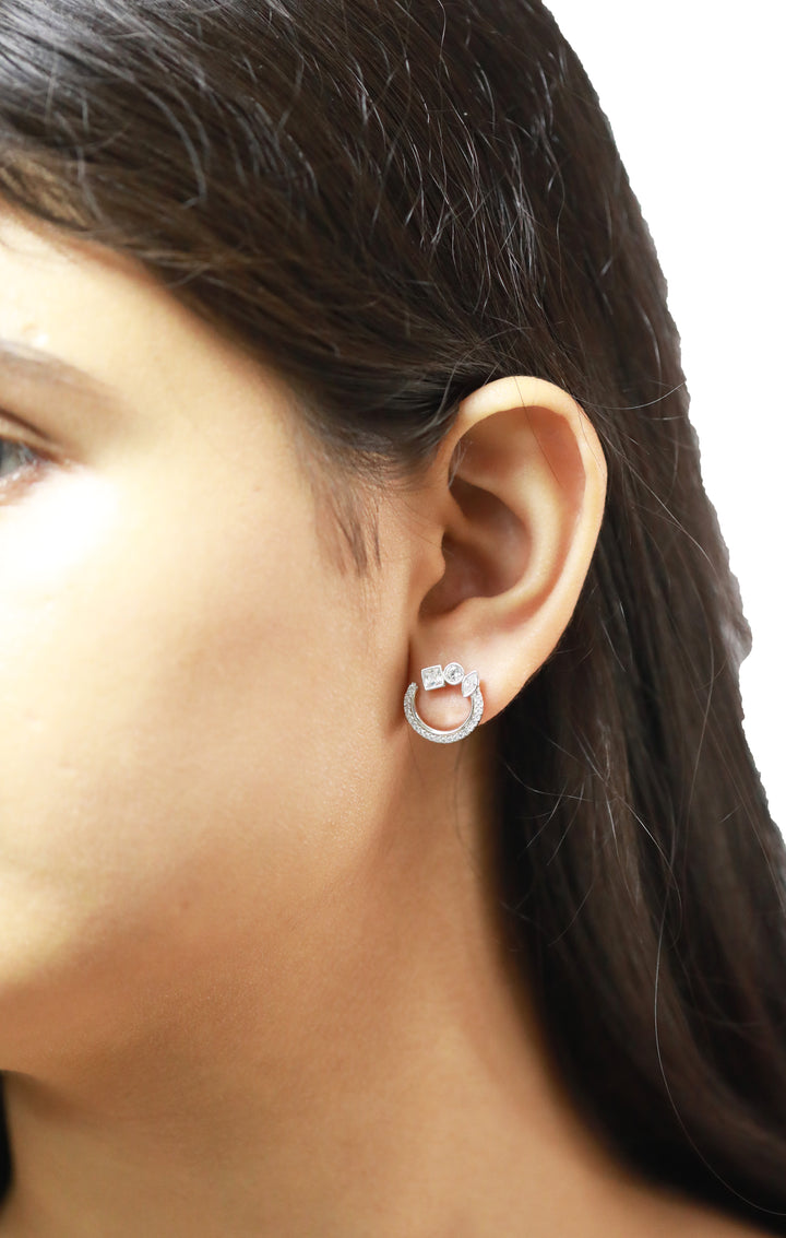 92.5 Sterling Silver Modern Open Hoop Earrings 15696