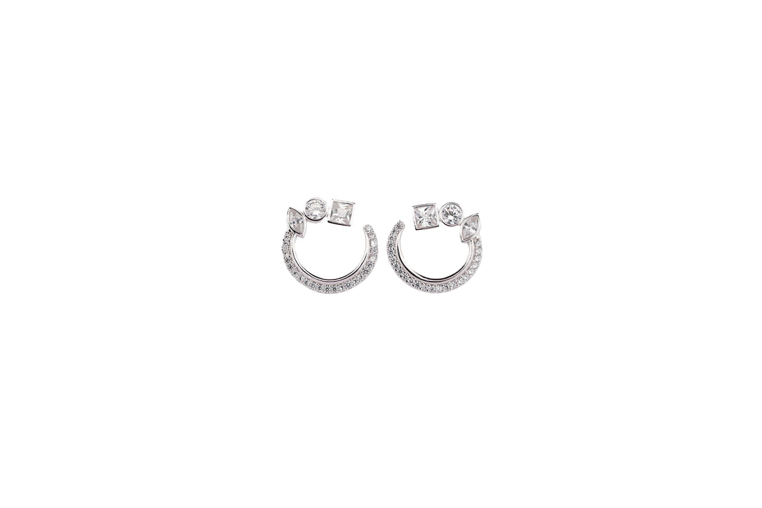 92.5 Sterling Silver Modern Open Hoop Earrings 15696