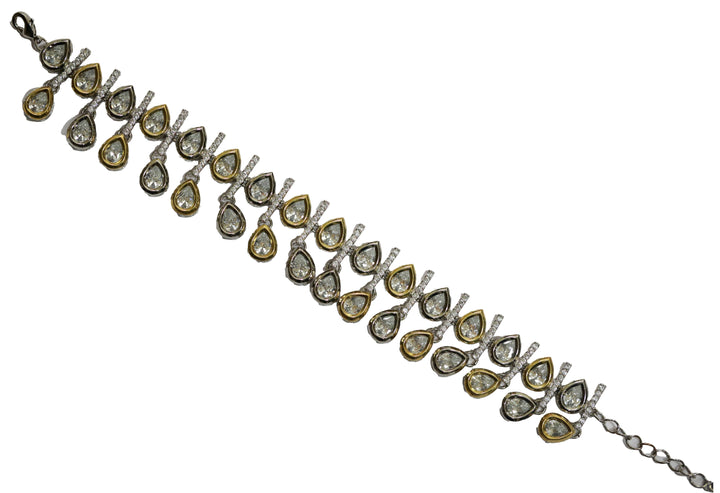 Zircon Double-Row Pear  Dangler Bracelet 8640
