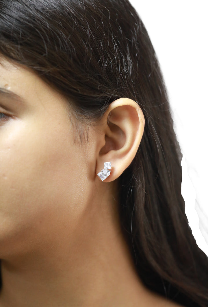 92.5 Sterling Silver Modern Angled Stud Earrings 15717