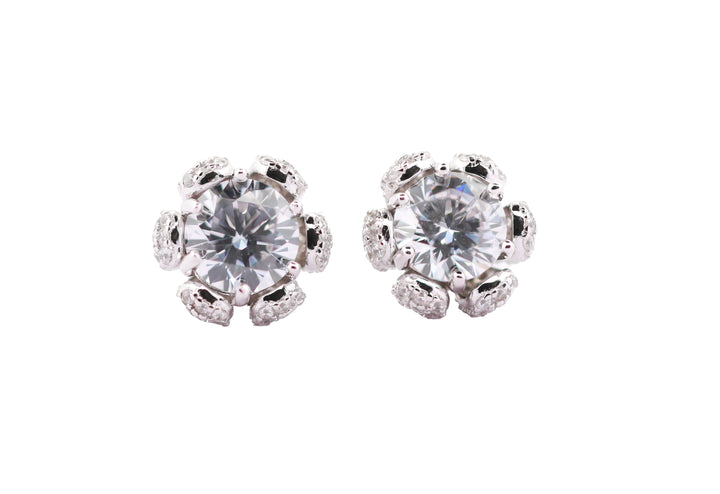 92.5 Sterling Silver Floral-Inspired Stud  Earrings 15725