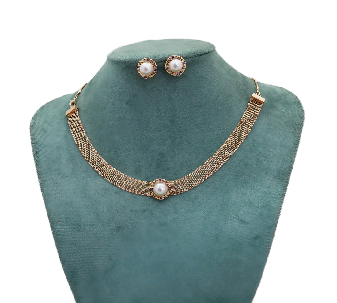 Zircon  Mesh Collar Necklace Set 8868