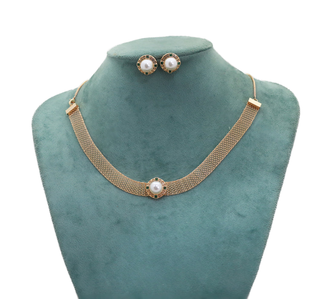 Zircon  Mesh Collar Necklace Set 8868