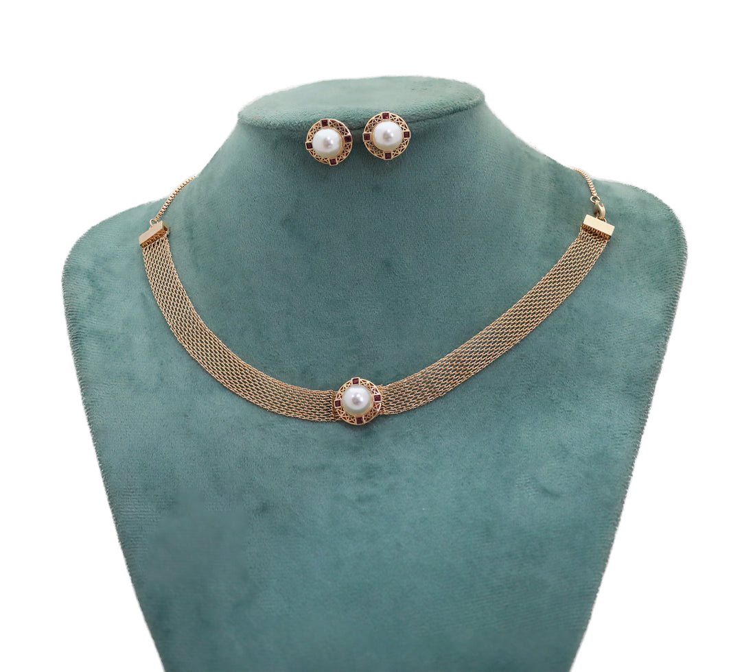 Zircon  Mesh Collar Necklace Set 8868