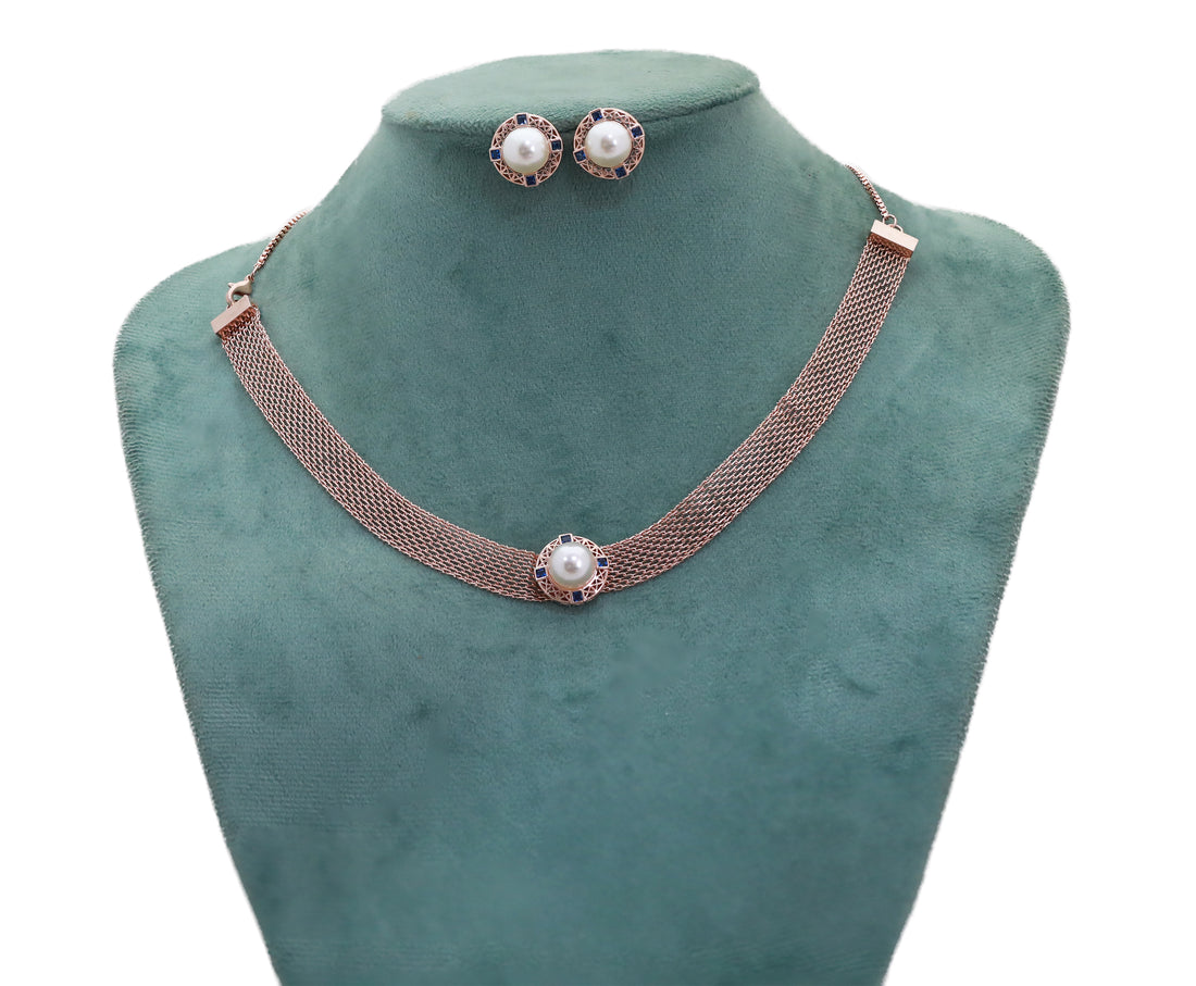 Zircon  Mesh Collar Necklace Set 8868