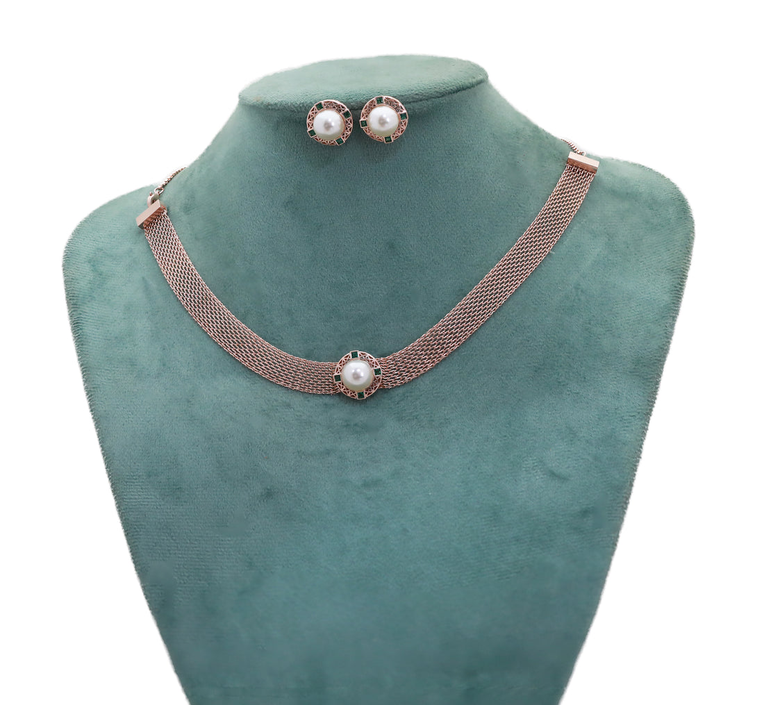 Zircon  Mesh Collar Necklace Set 8868