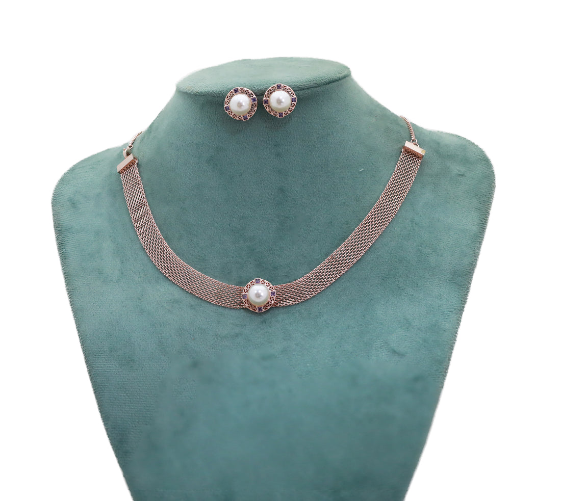 Zircon  Mesh Collar Necklace Set 8868