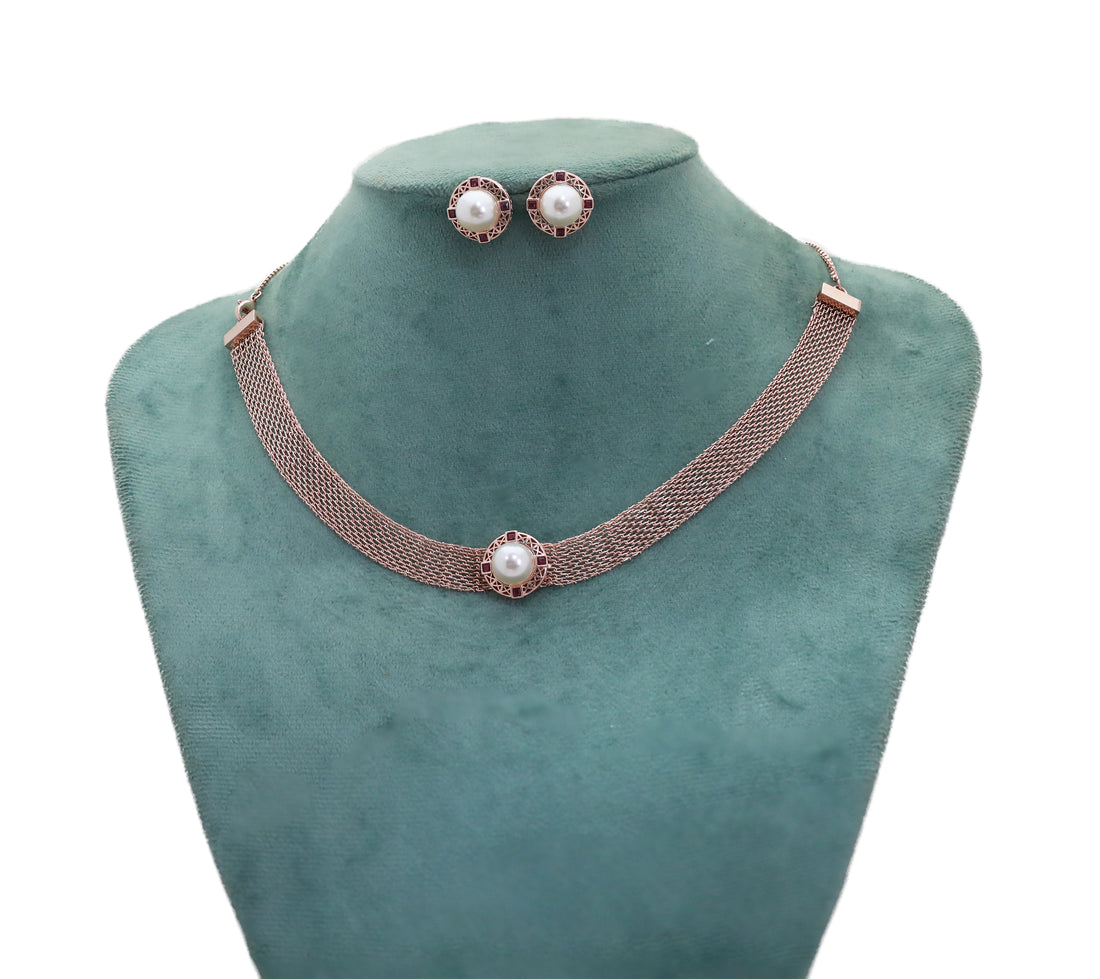 Zircon  Mesh Collar Necklace Set 8868