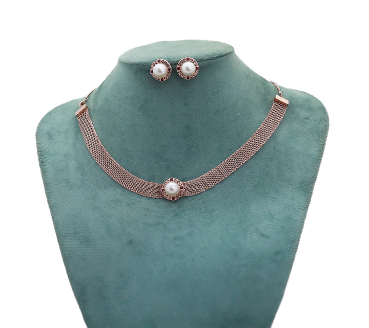 Zircon  Mesh Collar Necklace Set 8868