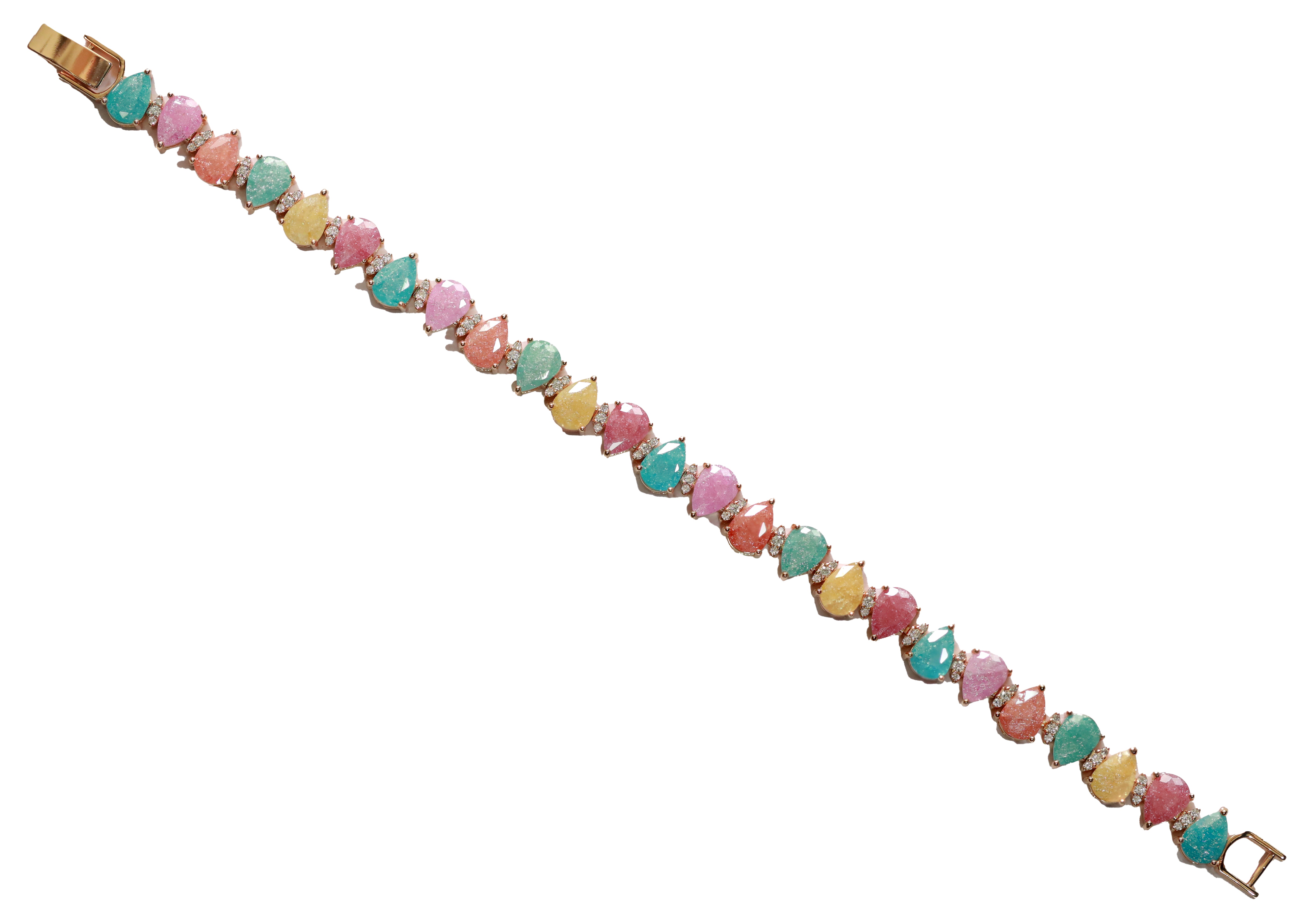 Zircon Multicolor Druzy Pear Bracelet 8982