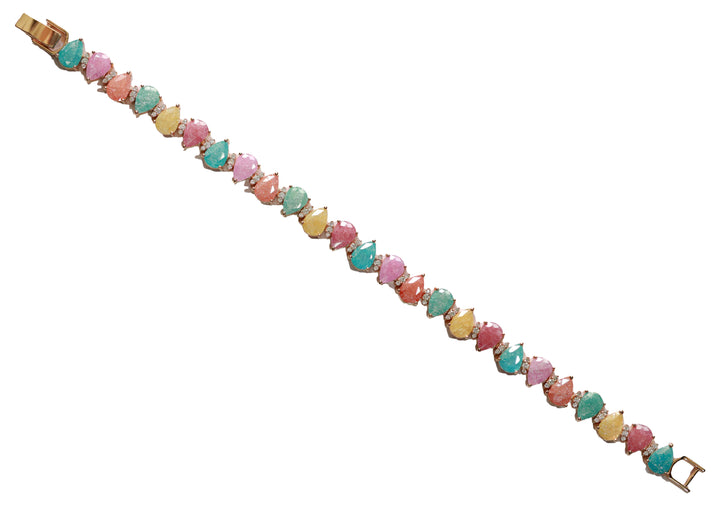 Zircon Multicolor Druzy Pear Bracelet 8982