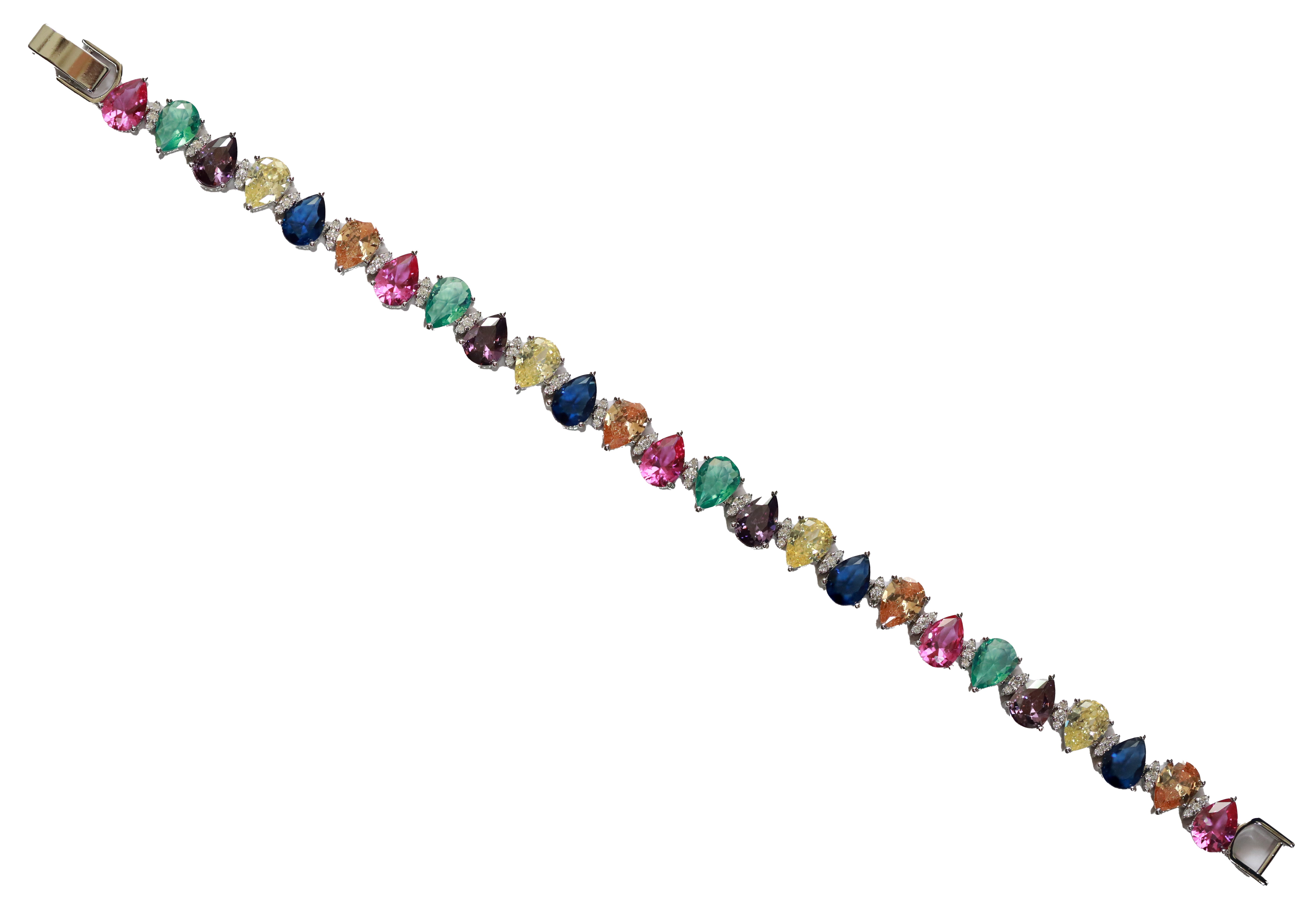 Zircon Multicolor Druzy Pear Bracelet 8982