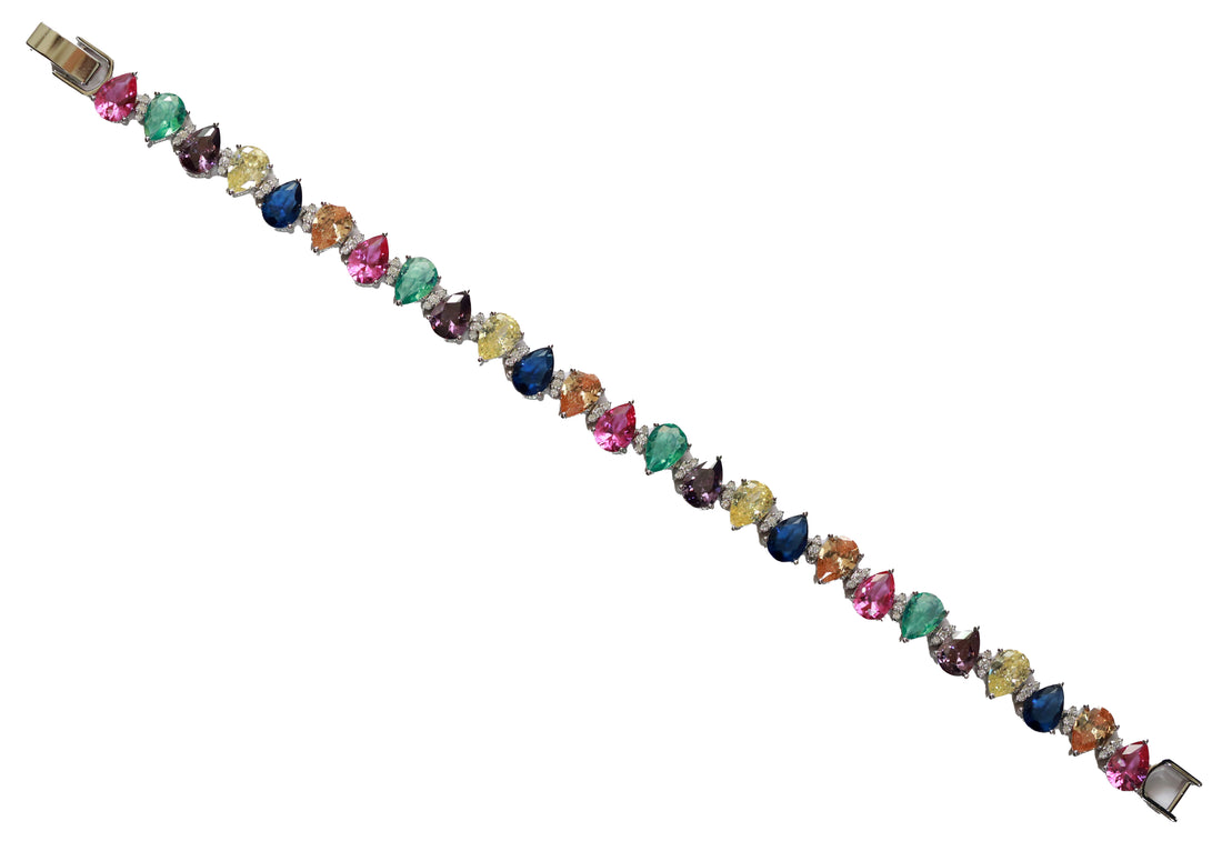 Zircon Multicolor Druzy Pear Bracelet 8982
