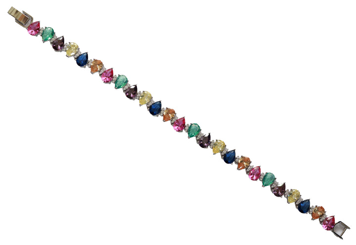 Zircon Multicolor Druzy Pear Bracelet 8982