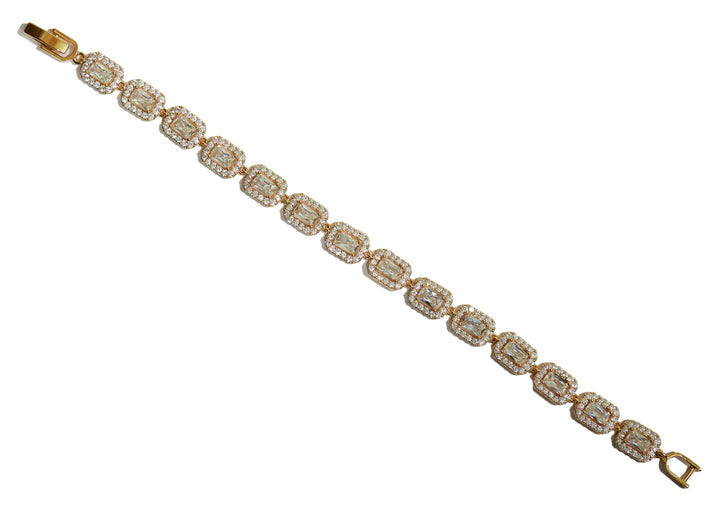 Zircon Emerald-Cut Halo Link Bracelet 8995
