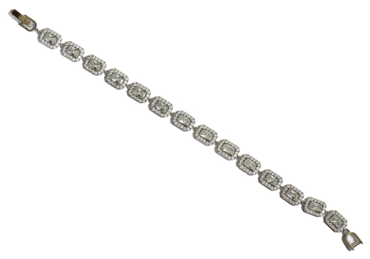 Zircon Emerald-Cut Halo Link Bracelet 8995