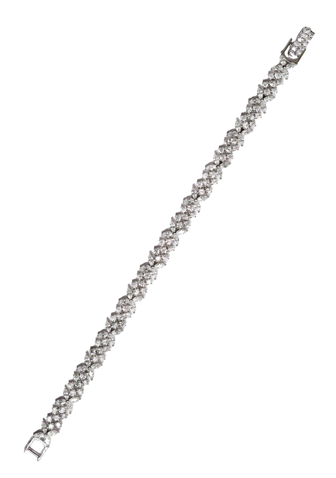 92.5 Silver Floral Cluster Line Bracelet 13147