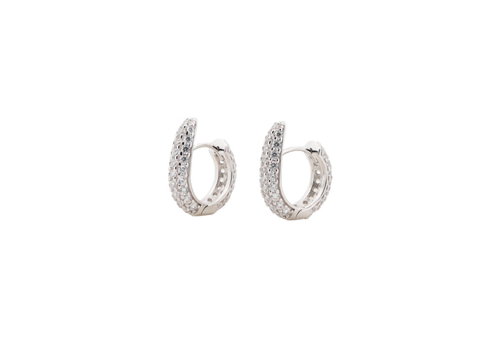 92.5 Sterling Silver Triple Row Pavé Hoops Earrings 9371