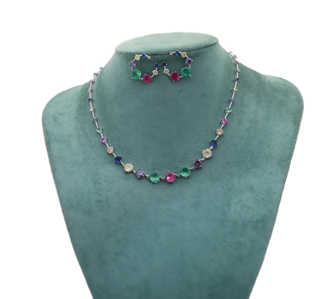 Zircon Colorburst Necklace Set 9464