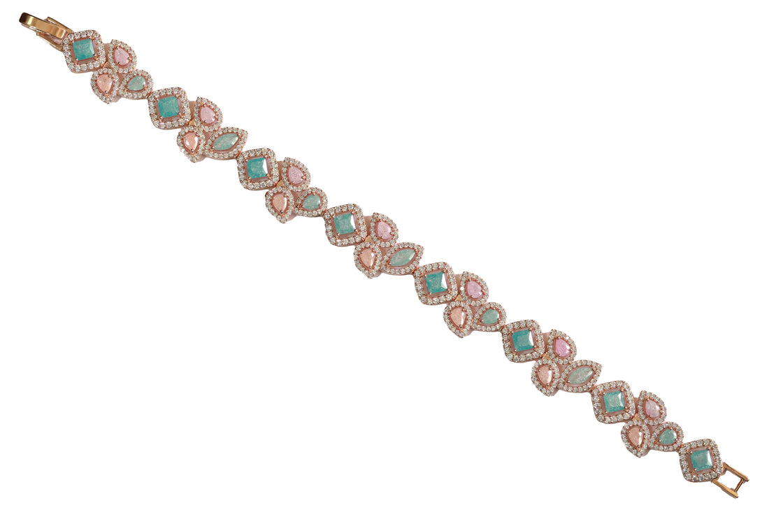 Zircon Multi-cut Petal-Link Bracelet 9801