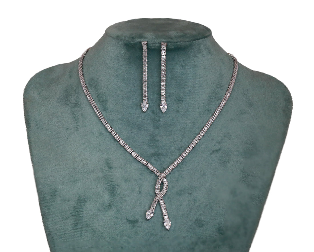 Zircon Double Tail Loop Necklace Set 9867