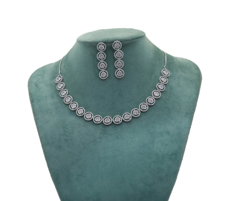Zircon Classic Halo Round Necklace Set 9931