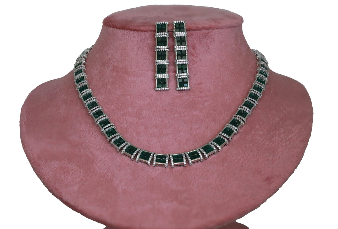 Zircon Royal Grid Necklace Set 9947