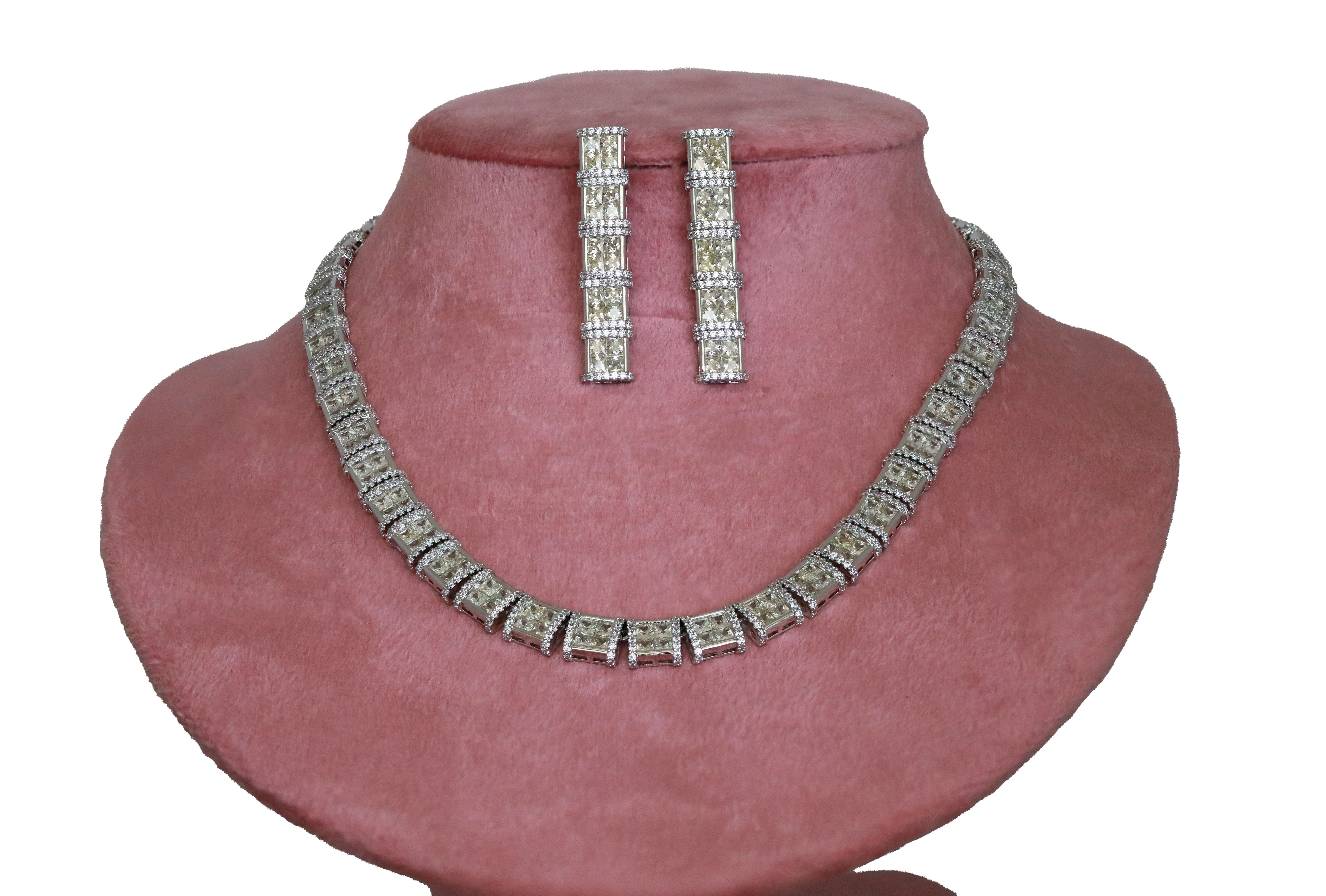 Zircon Royal Grid Necklace Set 9947
