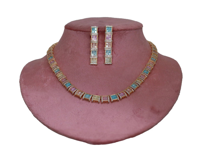 Zircon Royal Grid Necklace Set 9947