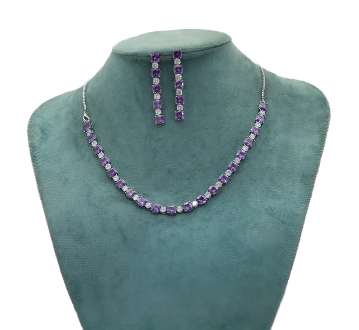 Zircon Classic Cushion Line Necklace Set  9952